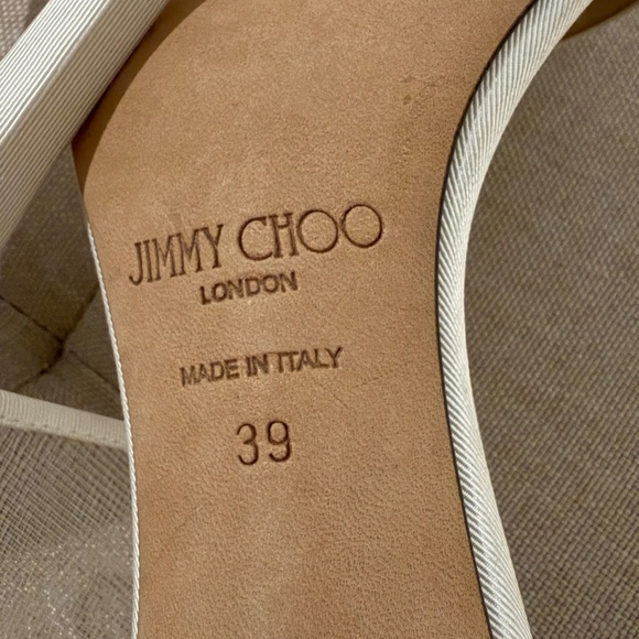 Authentic Jimmy Choo Aveline 100 Sandal Heel Bow Bridal Ivory EU 39/US 8.5 - Picture 7 of 9